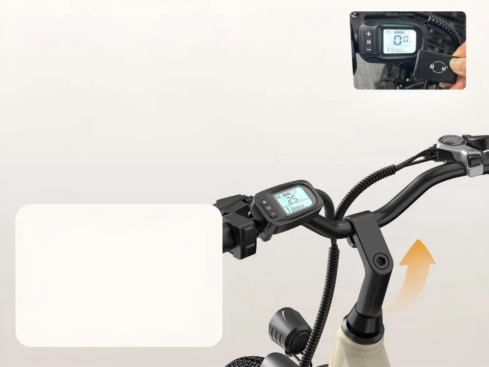 Beige Aairsk SU7 electric city bike with 24 inch frame and 250W motor