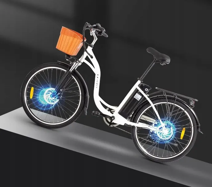 26-inch wheels on the DYU C6 electric bike for urban riding