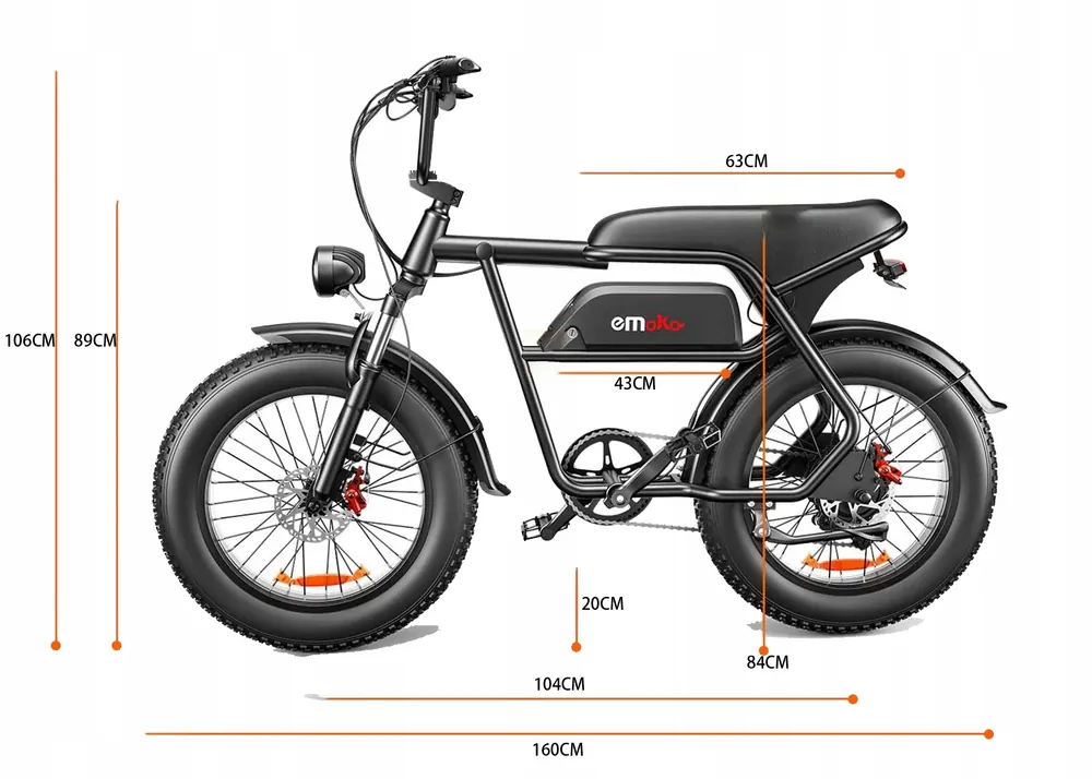 EMOKO C99 20-inch fat tire e-bike partially assembled and adjusted