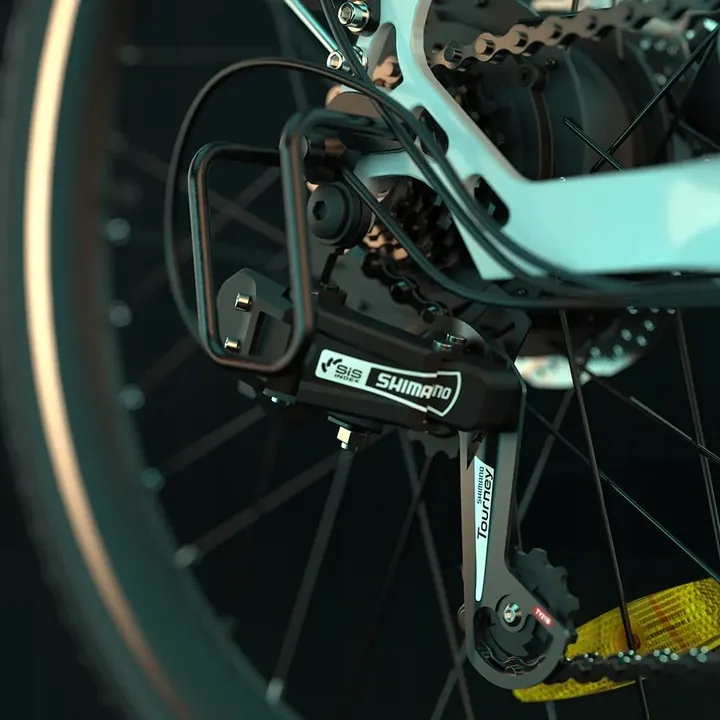 Eskute brand logo on C100 Plus electric bike, 26 inch model