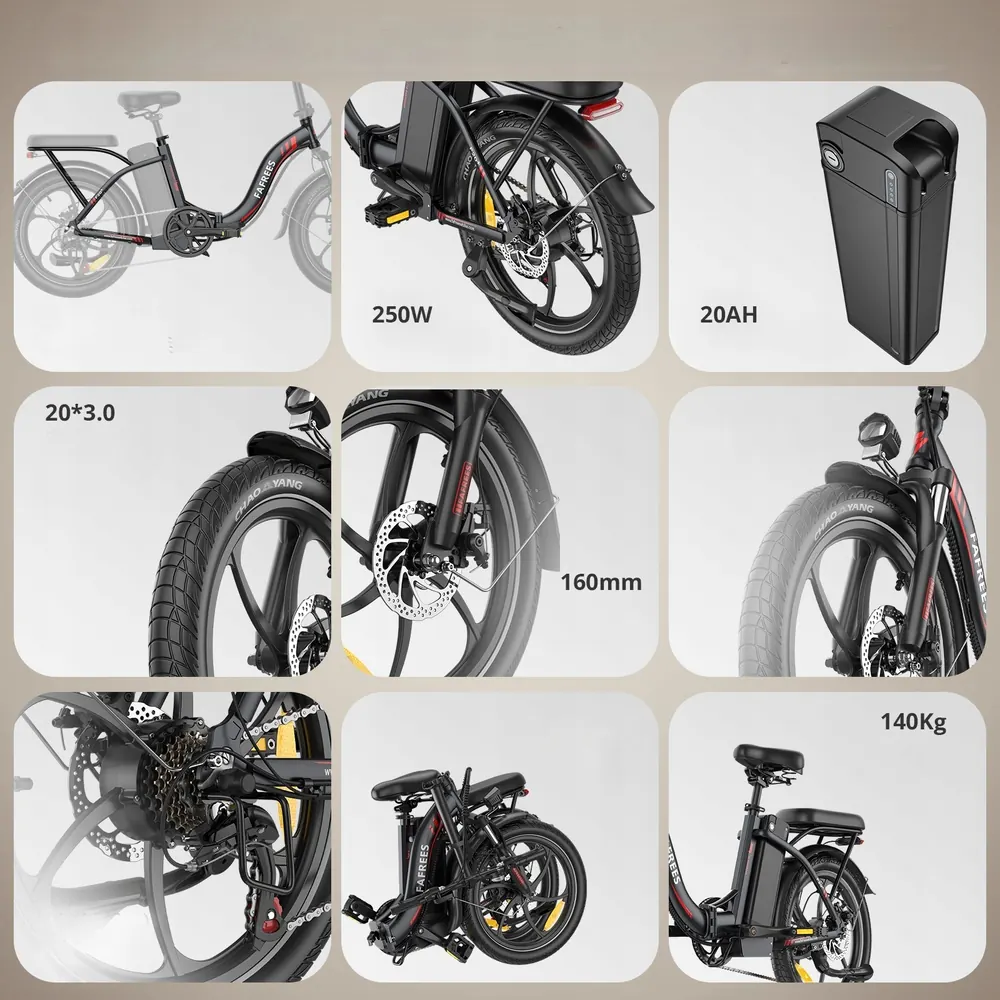 Fafrees F20+ folding e-bike in size L frame, step-through.