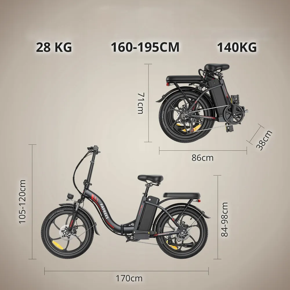 Fafrees F20+ folding e-bike with front suspension fork for smooth rides