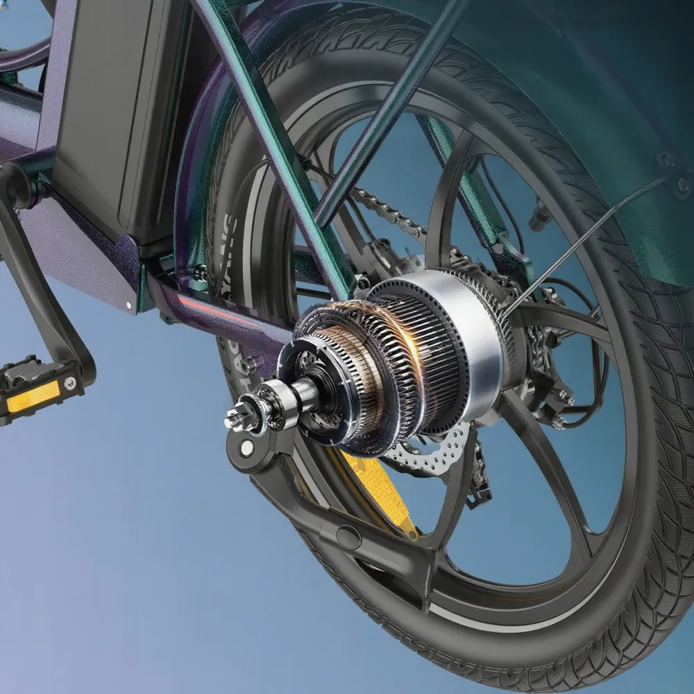 Fafrees F20+ Pro folding e-bike partially folded and adjusted for compact storage