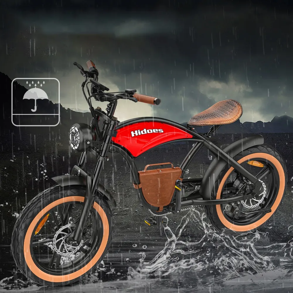 Red HIDOES B10 electric bike side view fat tires