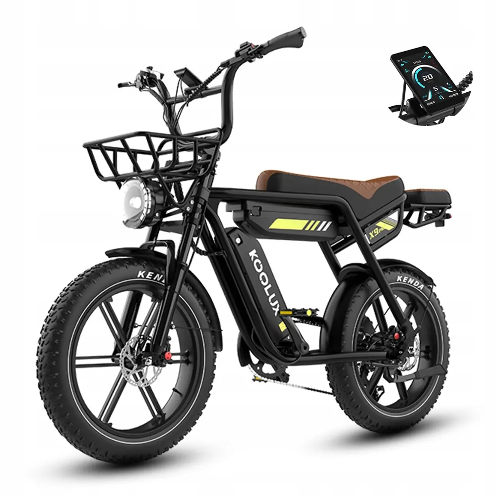 KOOLUX 750W electric bike with 31.2Ah battery 50km/h speed 180km range oil brake 20 inch