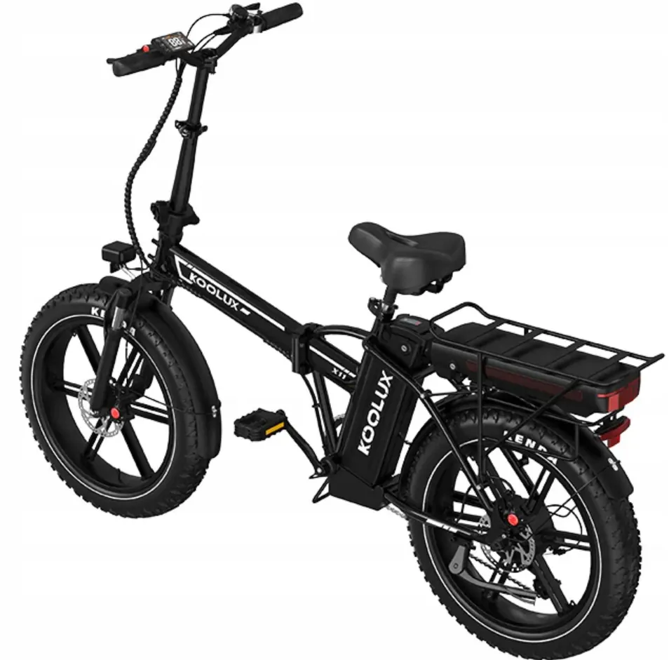 KOOLUX X11 fat tire e-bike side view, 750W motor, 48V 23.4Ah battery, 20 inch