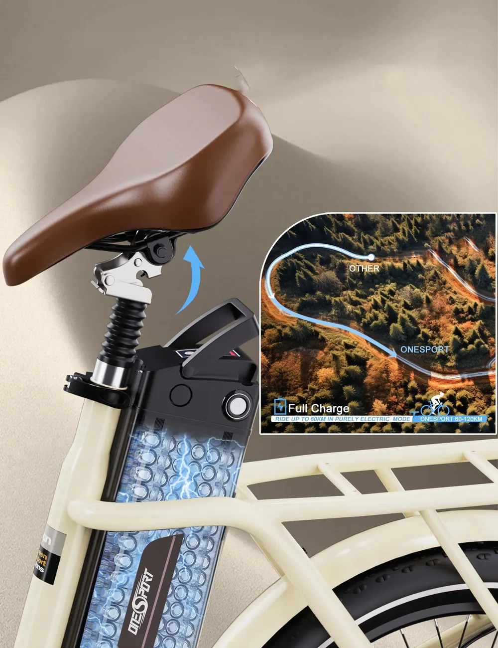 ONESPORT OT16-2 folding electric bike with medium frame size M
