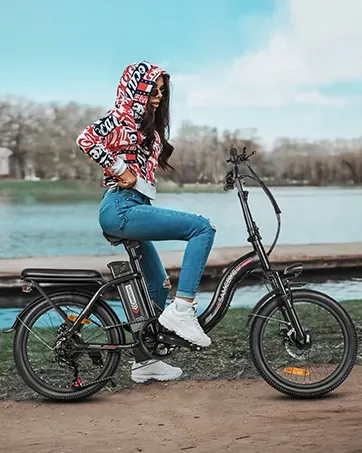 SAMEBIKE CY20 folding electric bike brand logo on frame 36V 110km range