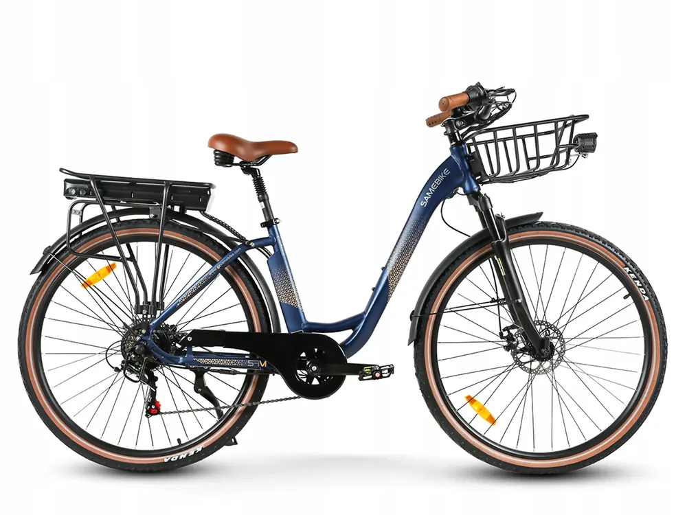 Original packaging of Samebike RS-A07 electric bike with 28 inch wheels