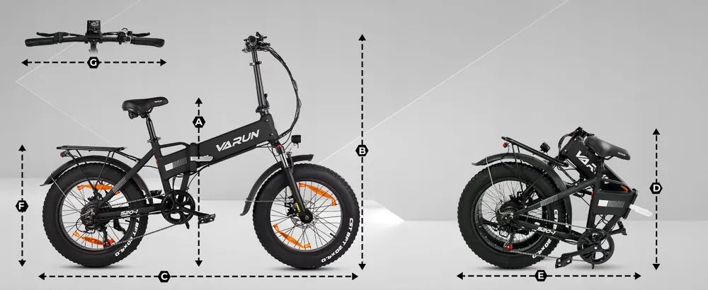 VARUN folding e-bike suitable for riders 150-180 cm tall