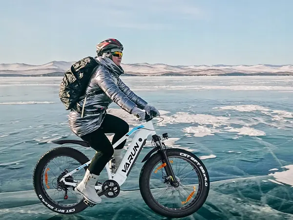 White colour VARUN 26X4.0 electric mountain bike full view