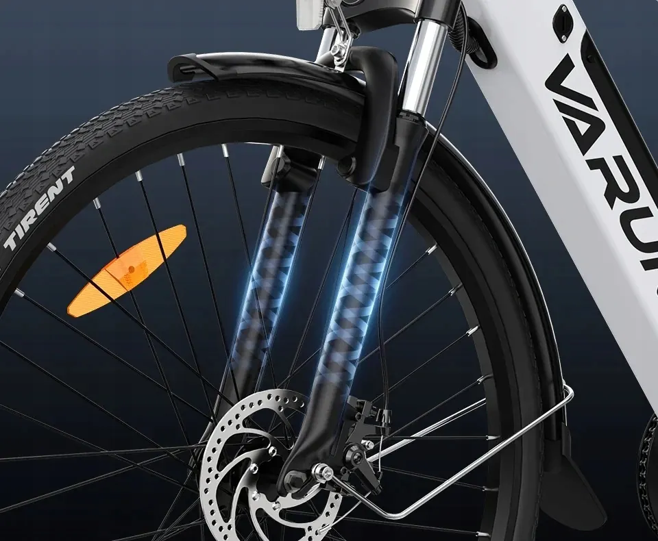 Varun S700-1 white electric bike with size L frame, 250W motor, 45km range.