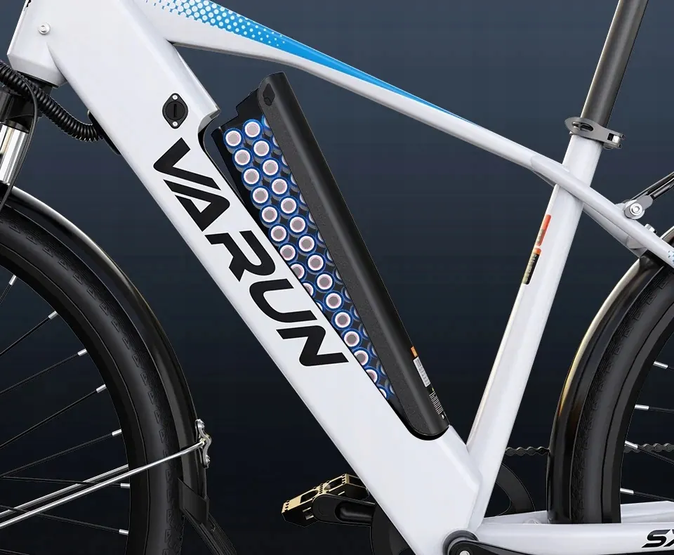 Varun S700-1 white electric bike with 250W nominal motor power, 45km range.