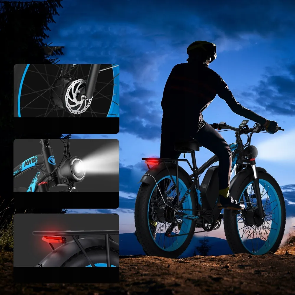 VITILAN H5 electric bike in blue color with dual motors and 3000W power