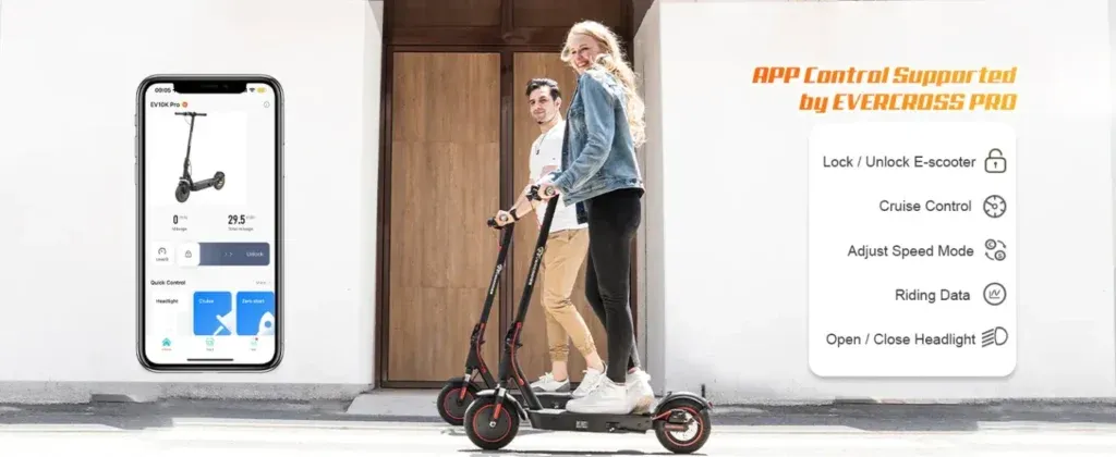Evercross EV10K Pro E-scooter app interface
