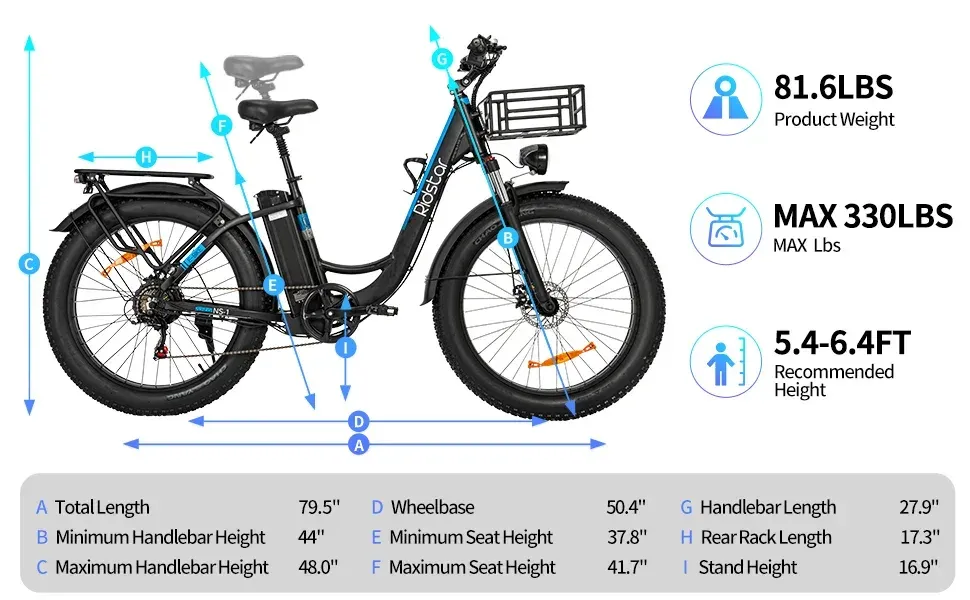 Ridstar MN26 1500W Fat Tire Mountain E-Bike