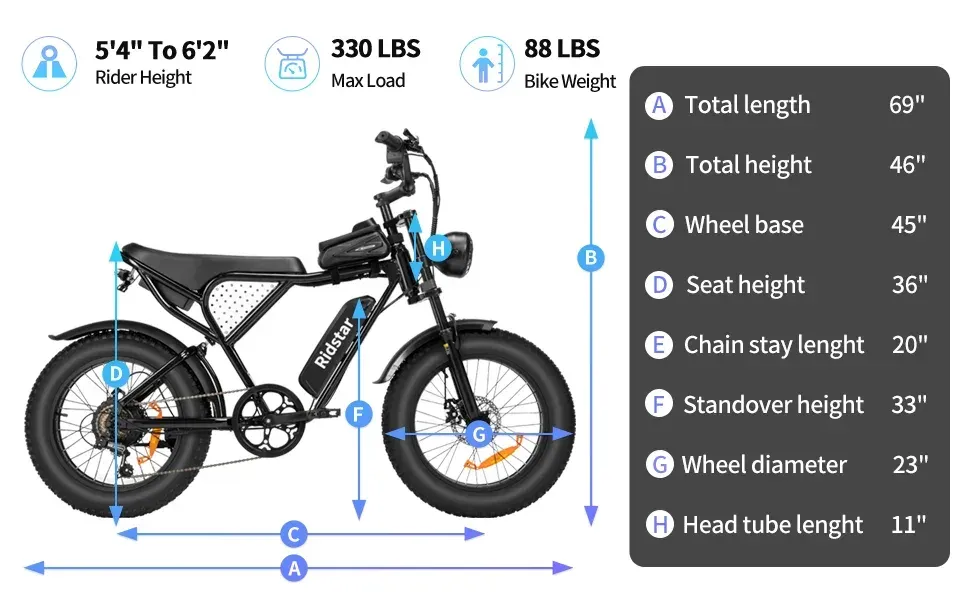Ridstar Q20 Lite 1000W Fat Tire Electric Bicycle